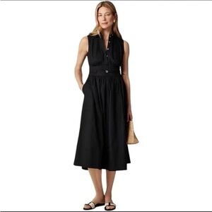 J Crew‎ fitted-waist shirtdress in cotton poplin Womens 2 Black